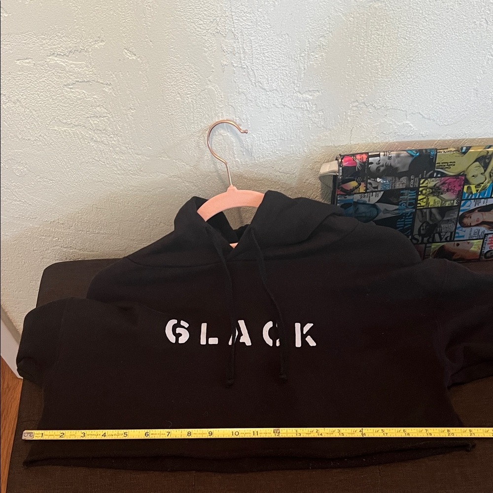 # 0713+ Black Women's Cropped Hoodie “ GLACK” - Picture 6 of 10